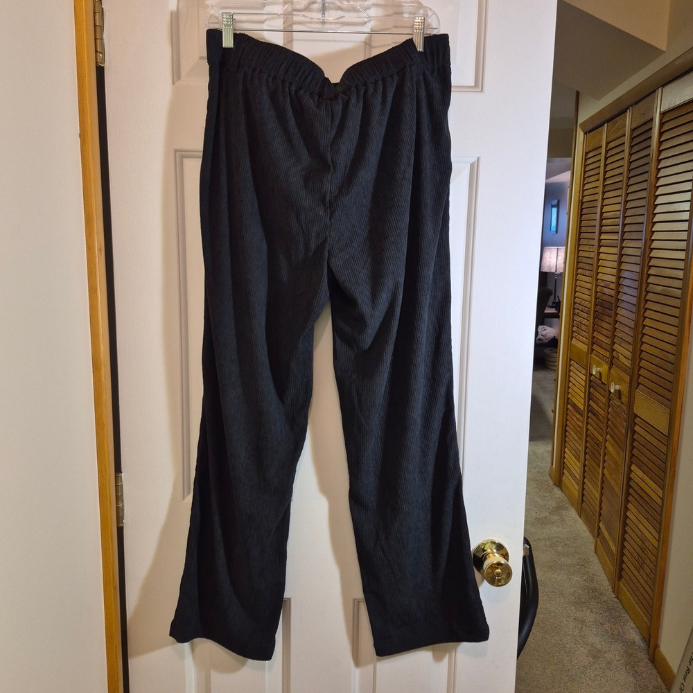 Halara Women Charcoal Gray Corduroy Wide Leg High Waist Pants Large NWT‎ 1053998 - Picture 2 of 5